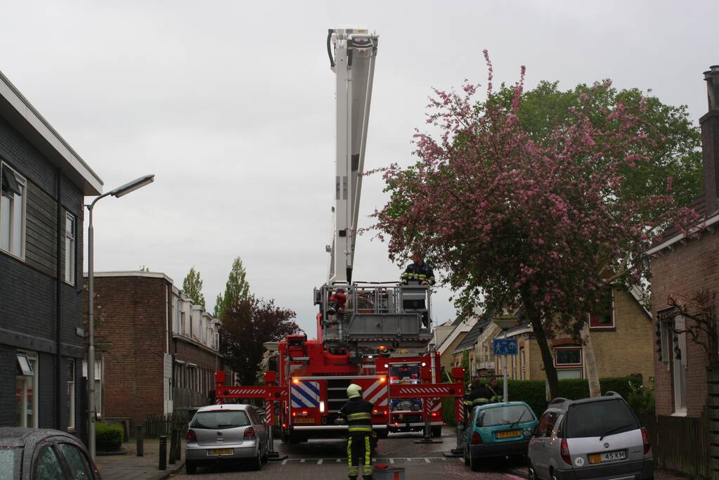 Brand ontstaan in schoorsteen