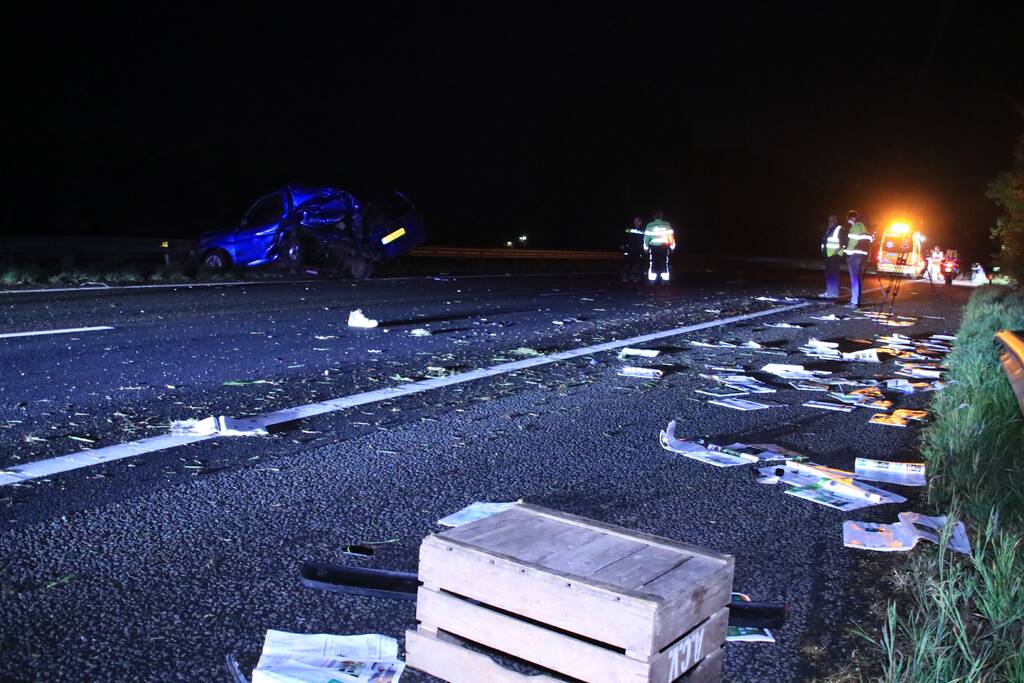 Snelweg afgesloten door zwaar ongeval