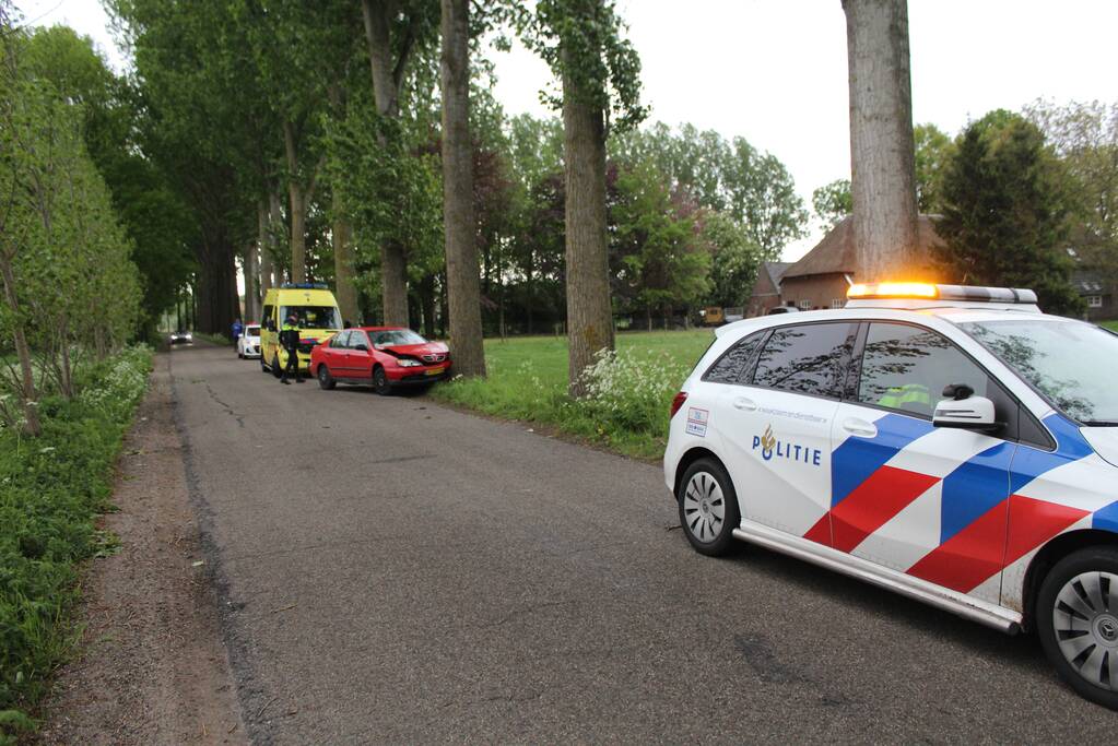 Automobilist wijkt uit en knalt op boom
