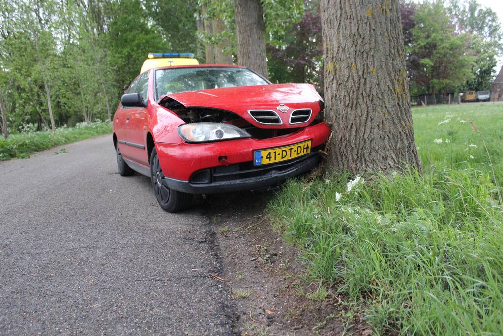 Automobilist wijkt uit en knalt op boom