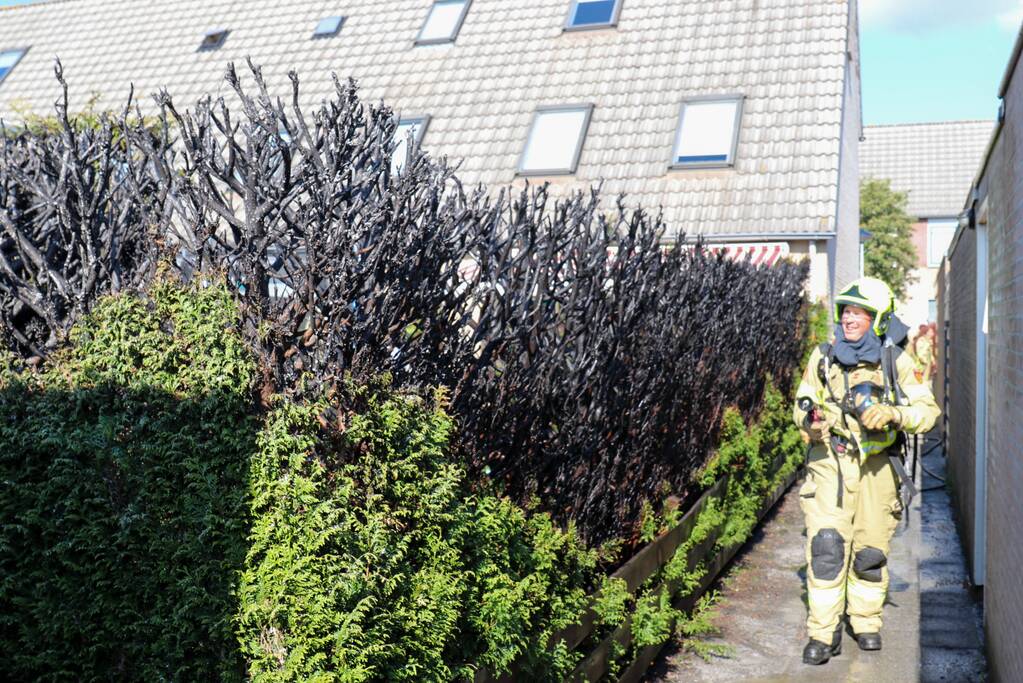 Veel rook bij brand in coniferenhaag