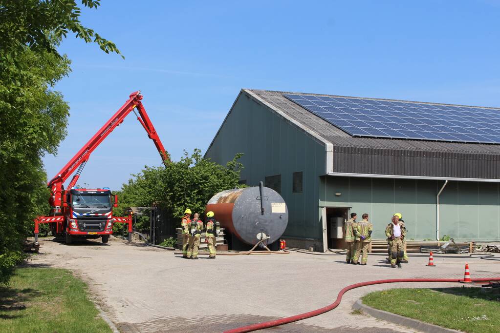 Brand in schuur met aardappelen