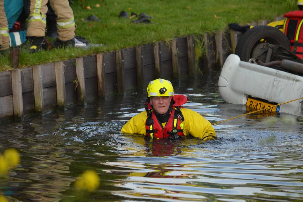 Drie gewonden bij auto te water