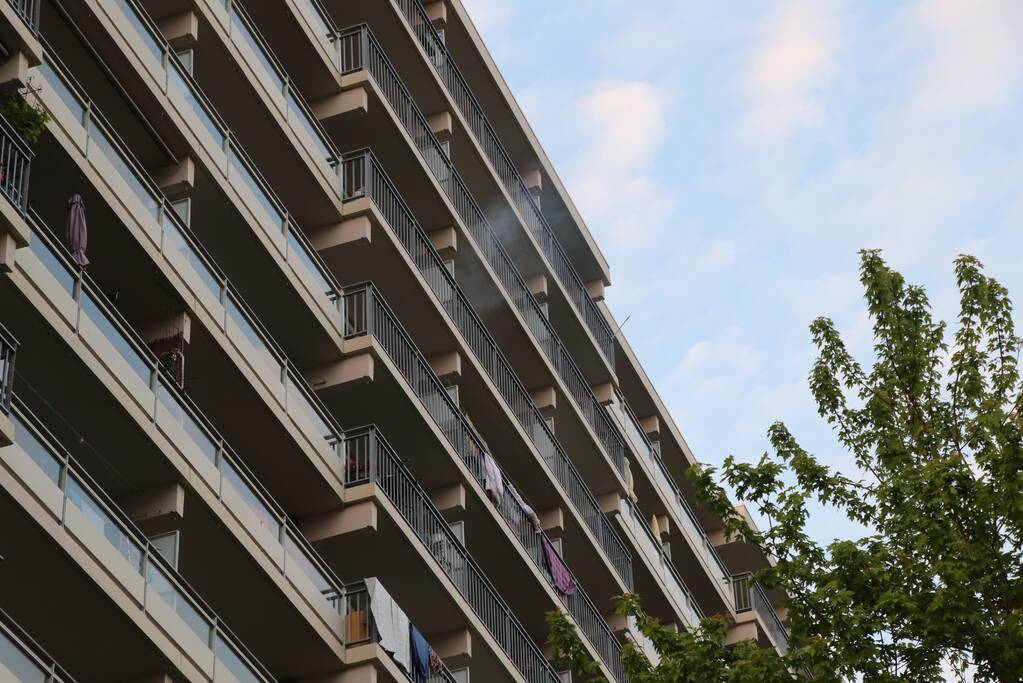 Brand op balkon van flatwoning
