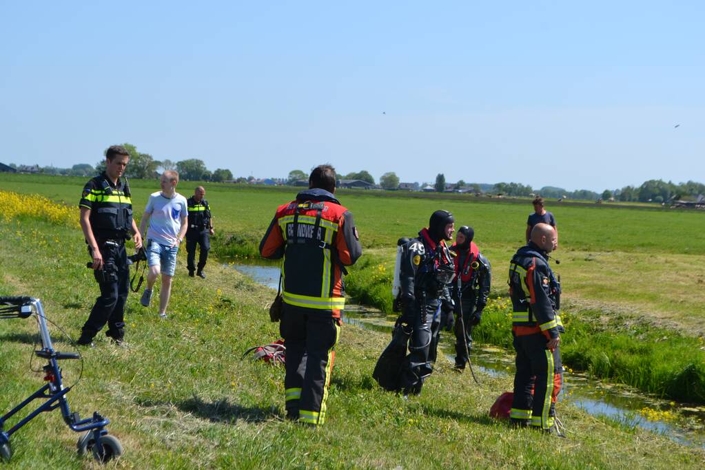Grote zoekactie na gevonden rollator langs sloot