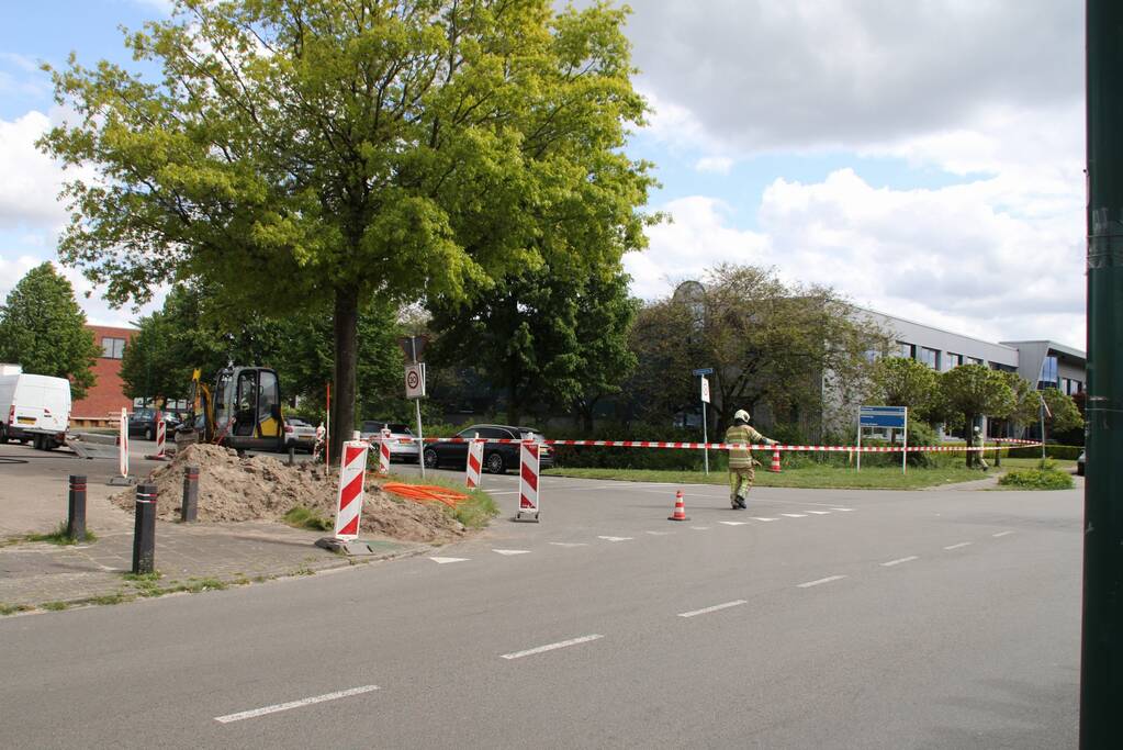 Gaslekkage door graafwerkzaamheden op industrieterrein