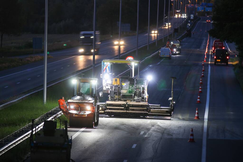 Rijbanen en oprit afgesloten door asfaltwerkzaamheden