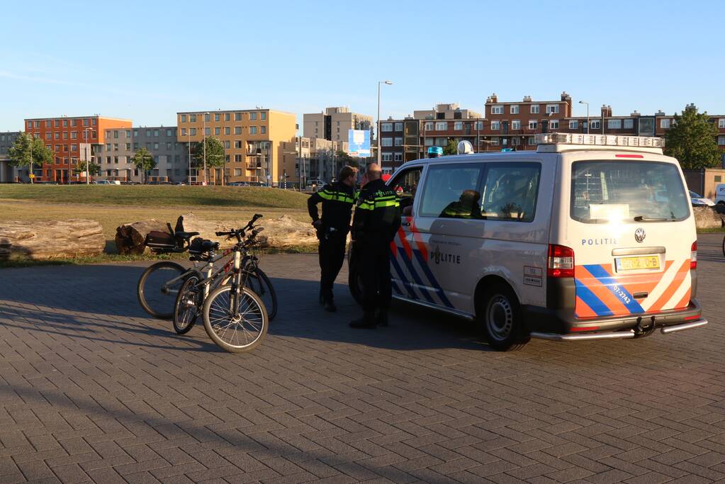 Brandweer blust brandende boomstammen