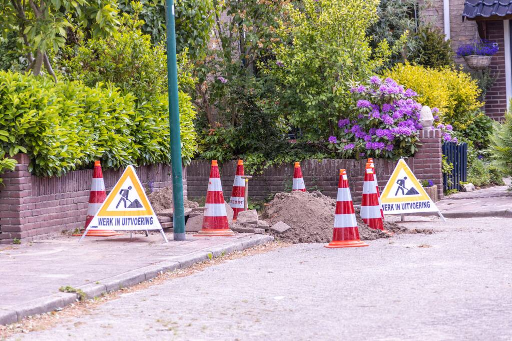 Gasleiding geraakt tijdens werkzaamheden