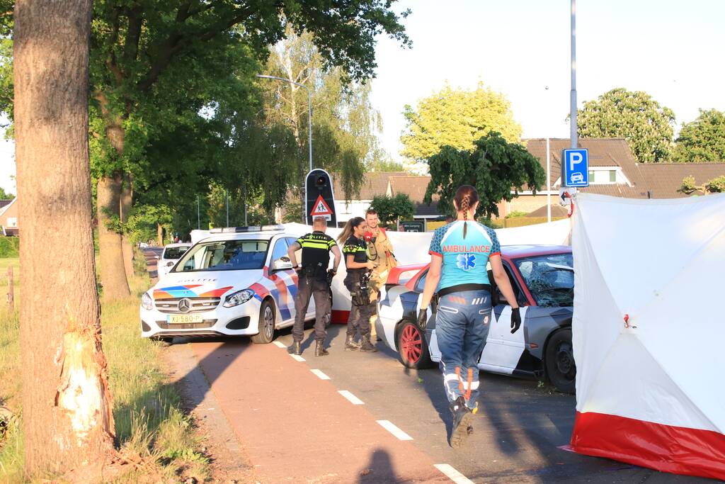 Auto total-loss na frontale aanrijding met boom