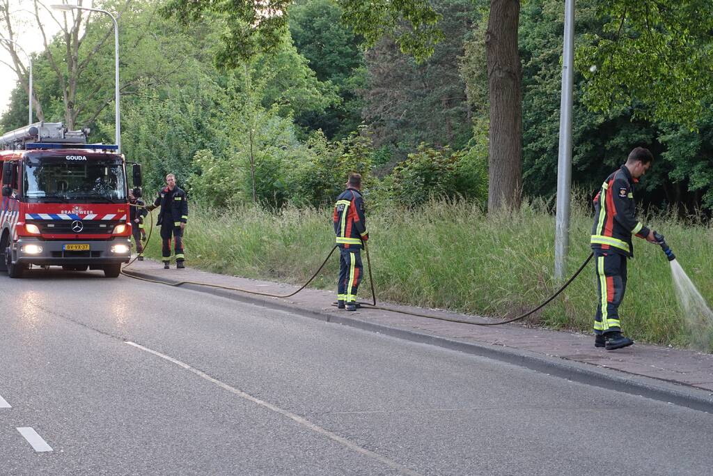 Bewoners blussen meerdere bermbranden