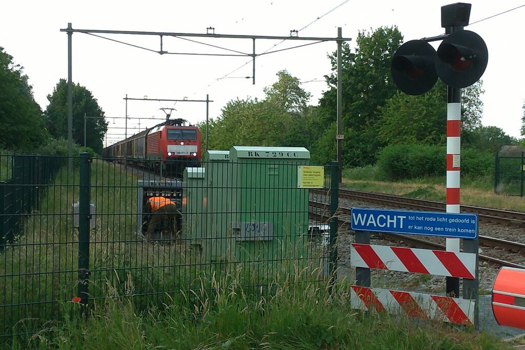 Spoorbomen overweg in storing