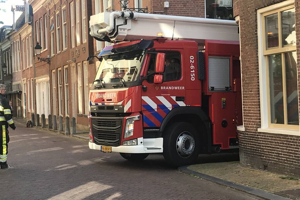 Kat vlucht van dak bij het zien van de brandweer
