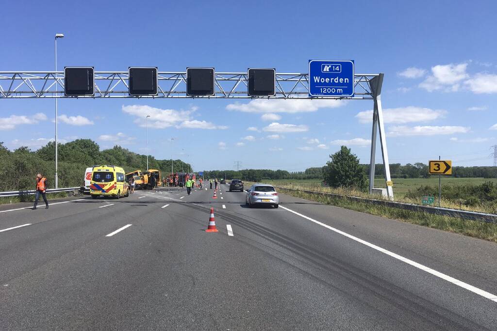 Drie rijstroken dicht na ongeval