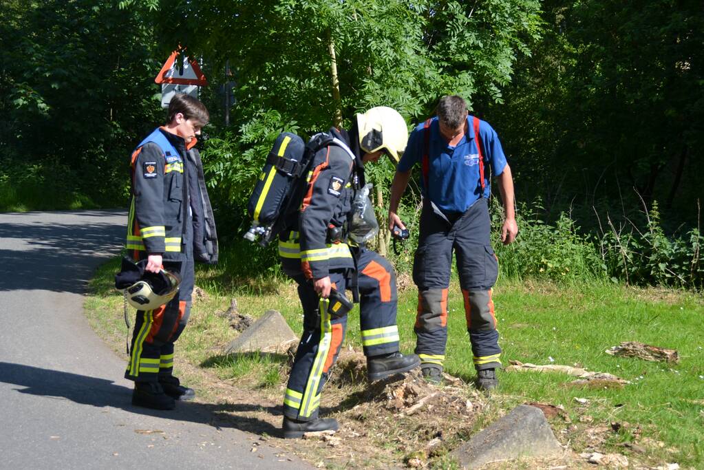 Brandende boomstronk snel geblust door omstanders