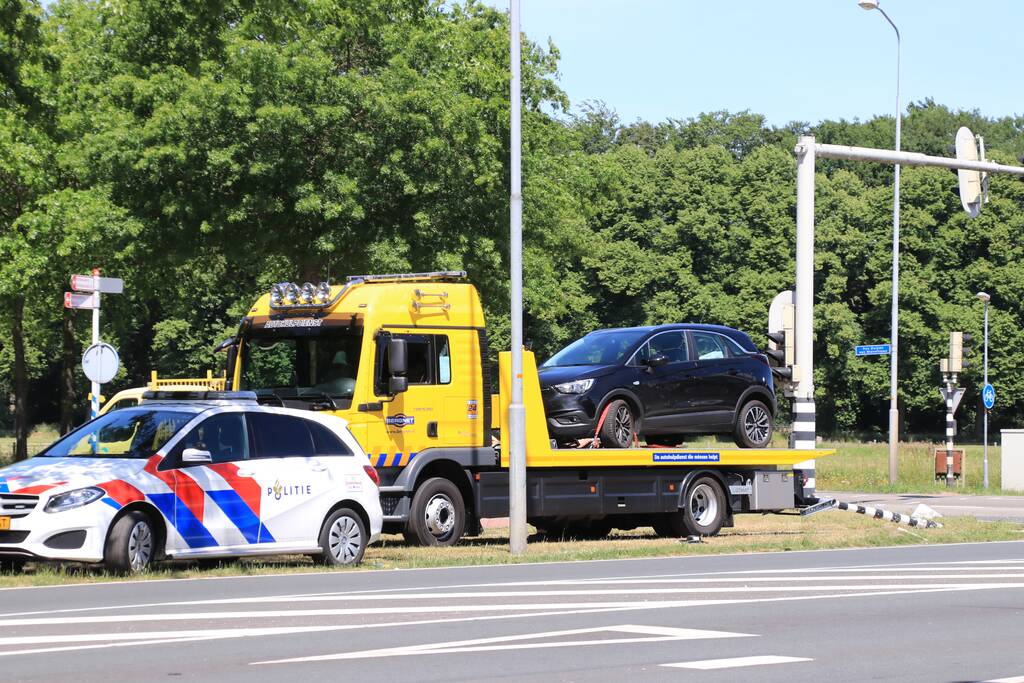 Automobilist rijdt verkeerslicht omver