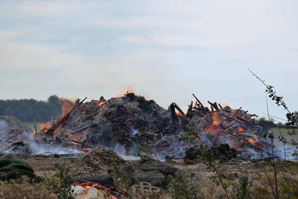 Grote hoop met bomen in brand