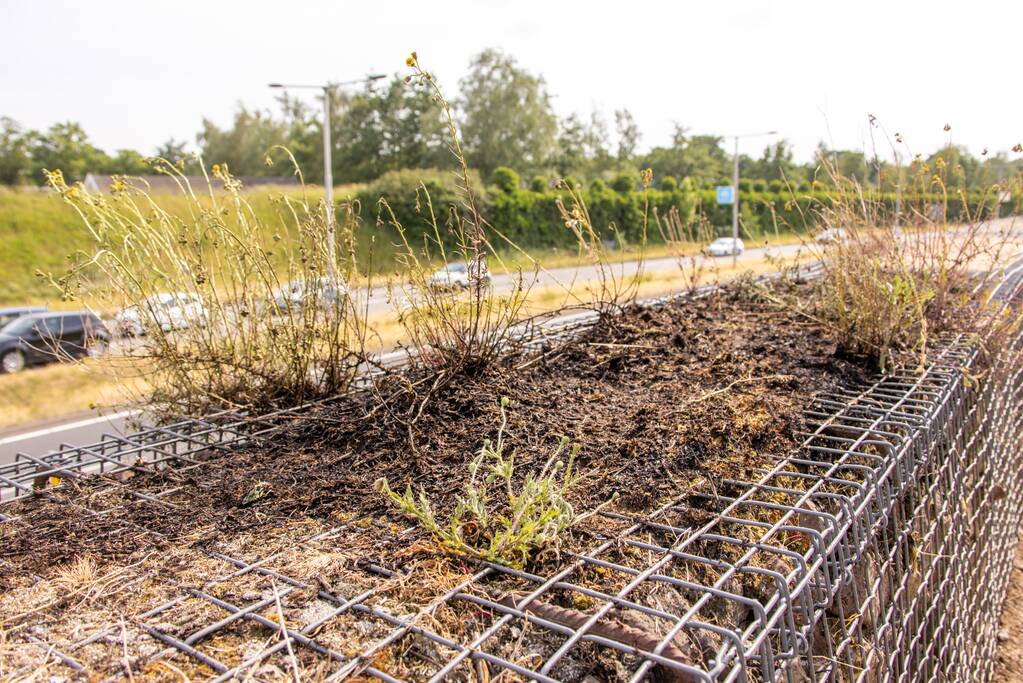 Brand op geluidswal snel geblust