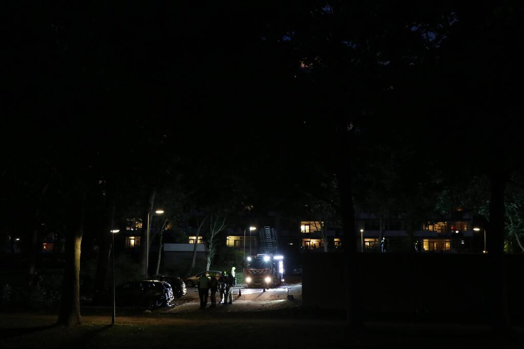 Auto verwoest door brand