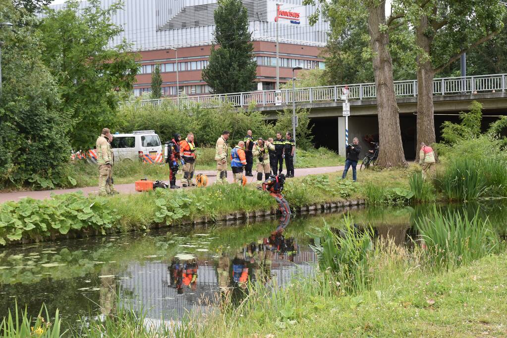 Zoekactie in sloot bij Margriet Sporthal in Bijdorp