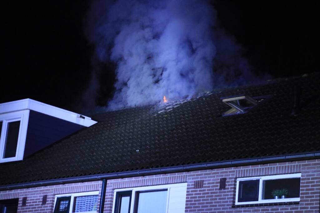 Woningblok ontruimd bij uitslaande brand in dak