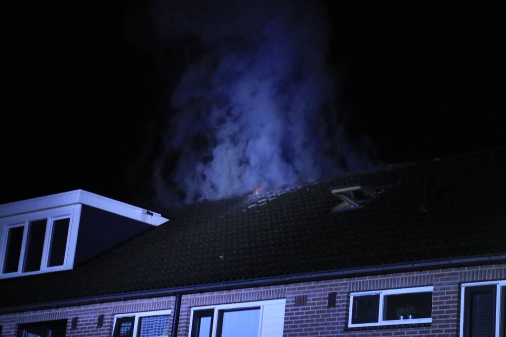 Woningblok ontruimd bij uitslaande brand in dak