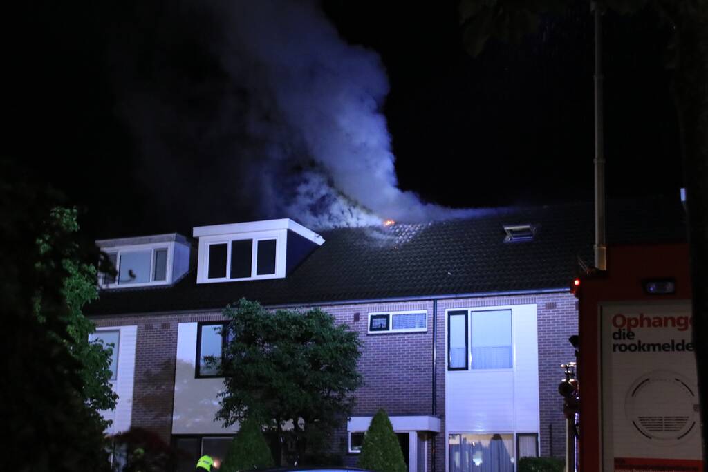 Woningblok ontruimd bij uitslaande brand in dak