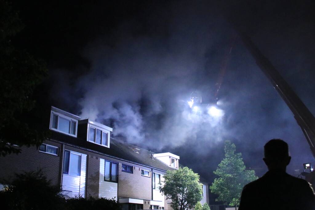 Woningblok ontruimd bij uitslaande brand in dak
