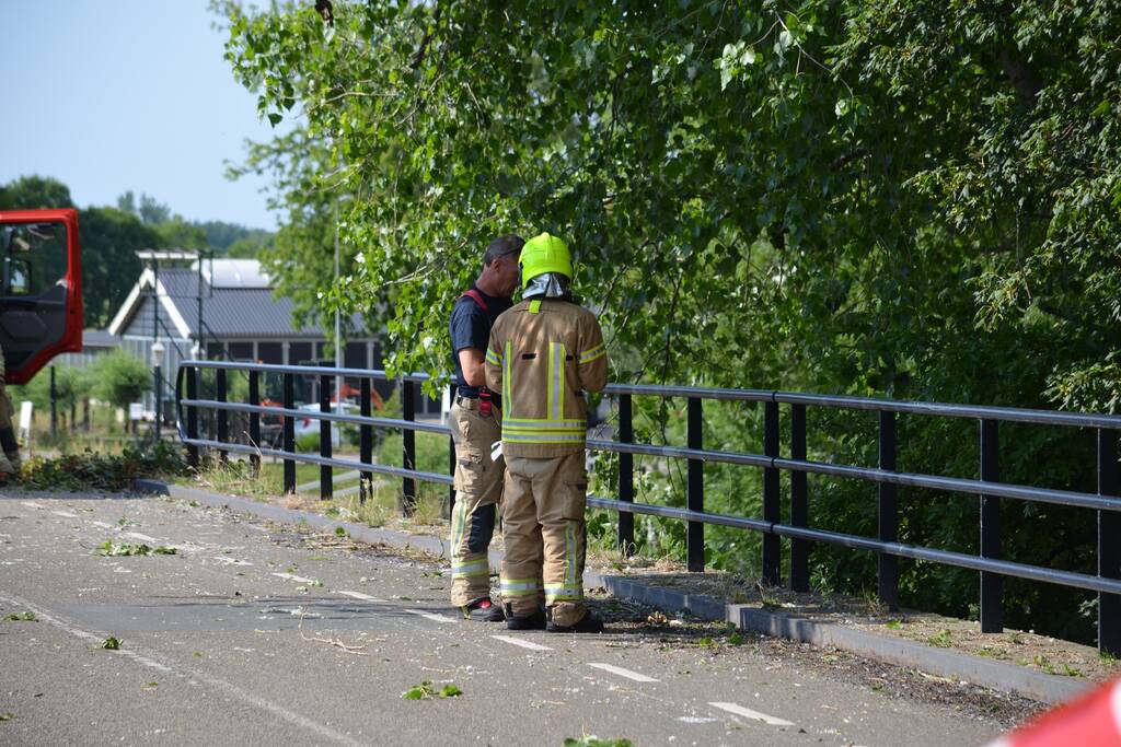 Gevaarlijke loshangende tak verwijderd door brandweer
