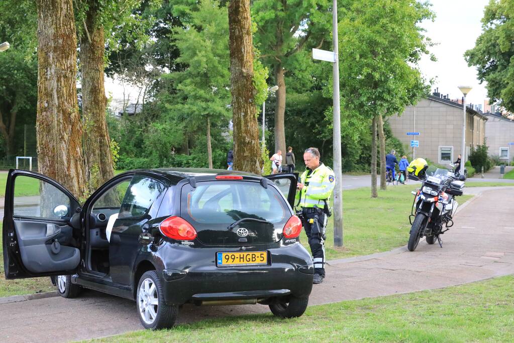 Auto vliegt uit de bocht en knalt op verkeerslicht