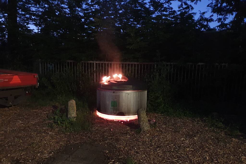 Container in brand gestoken