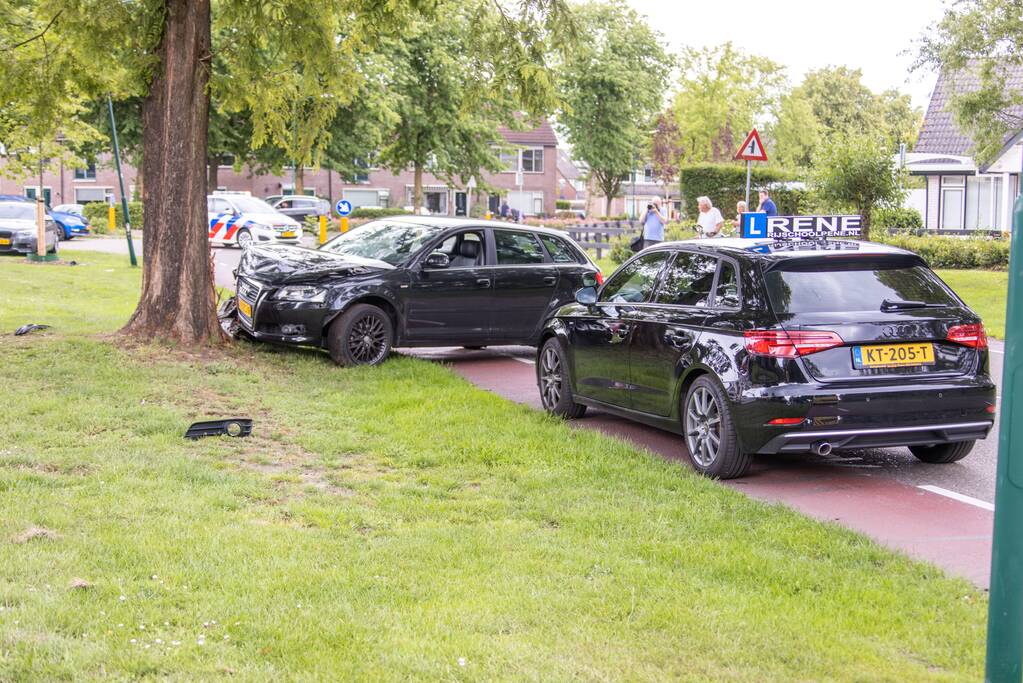 Auto vliegt uit de bocht en klapt tegen boom