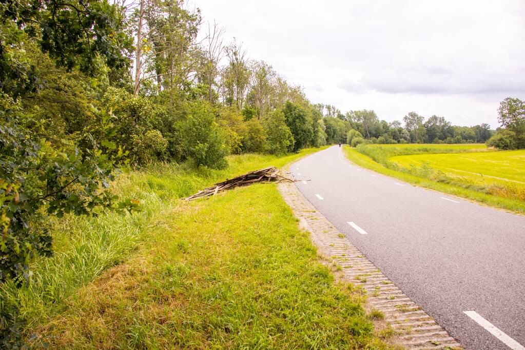 Oude schutting langs de weg gedumpt