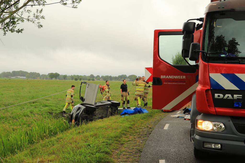 Auto vliegt uit de bocht en belandt in sloot