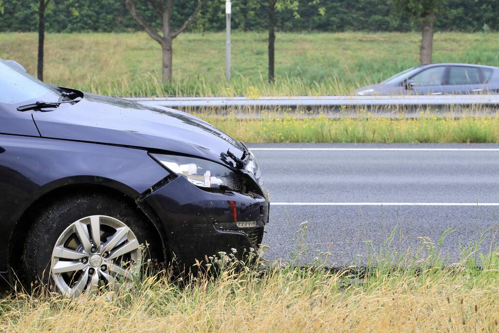 Gezin belandt met auto in de berm