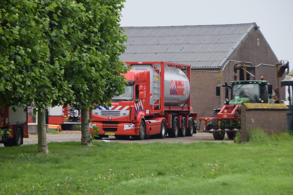 Hooibalen in schuur zorgen voor brand