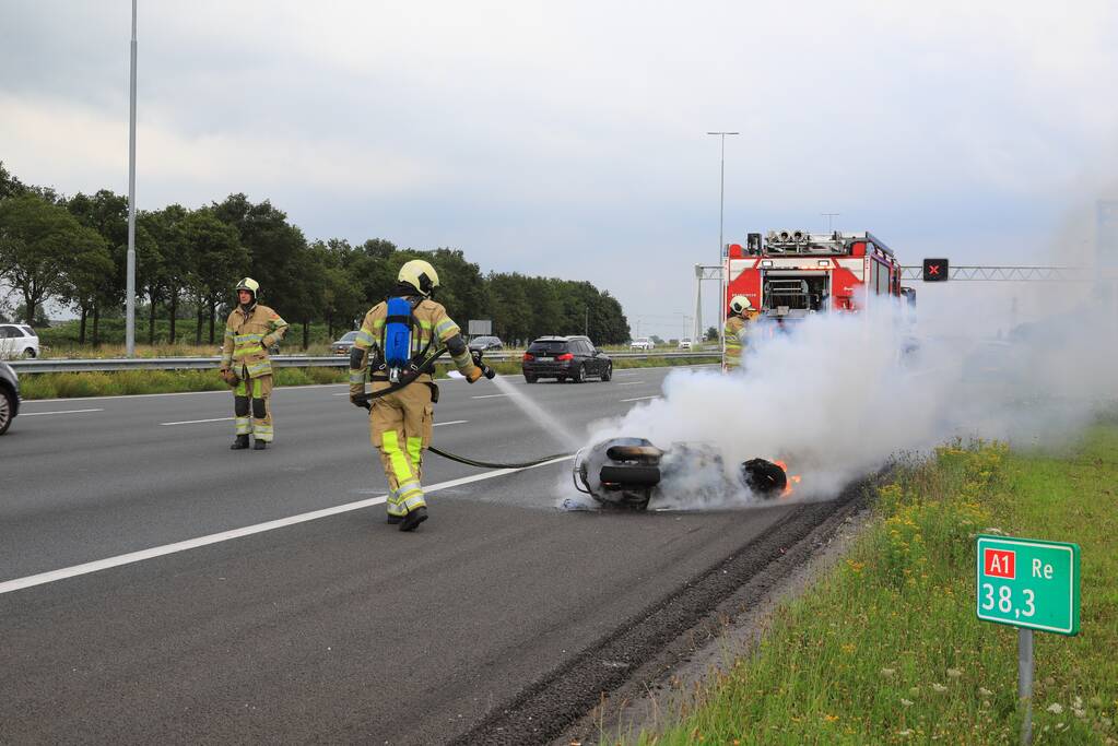 Motor brandt uit op snelweg