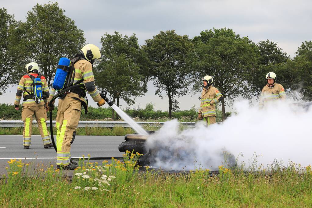 Motor brandt uit op snelweg