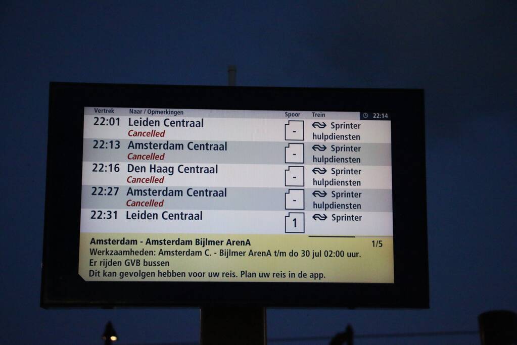 Treinen geannuleerd door incident op spoor