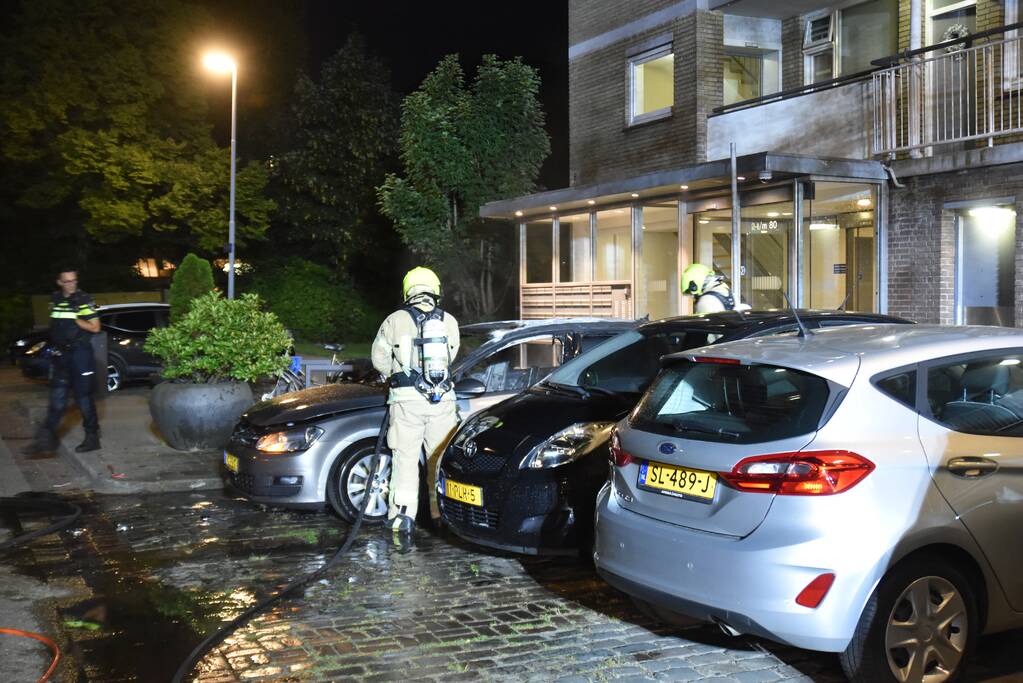 Auto verwoest door brand