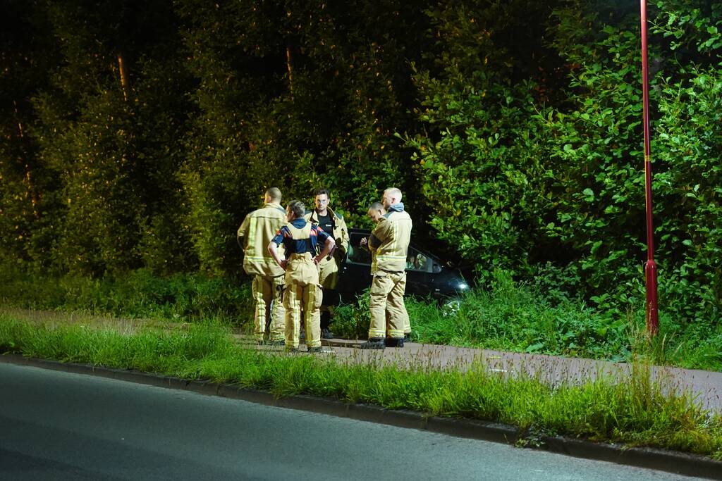 Auto raakt van de weg en belandt in struiken