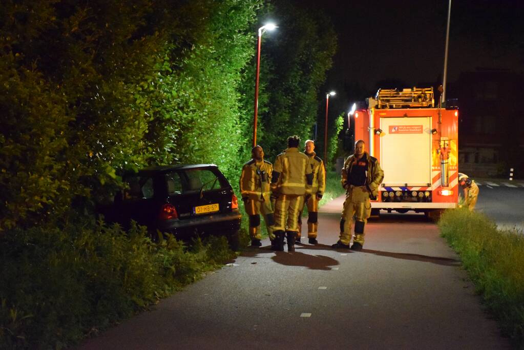 Auto raakt van de weg en belandt in struiken