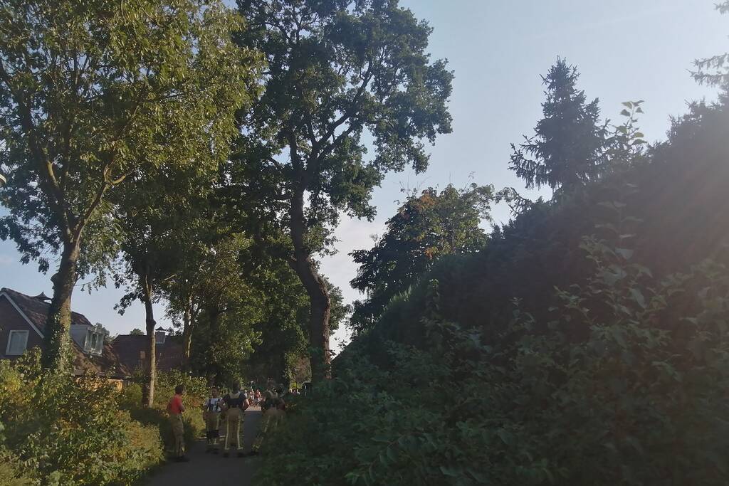Gevaarlijk hangende tak boven woning verwijdert