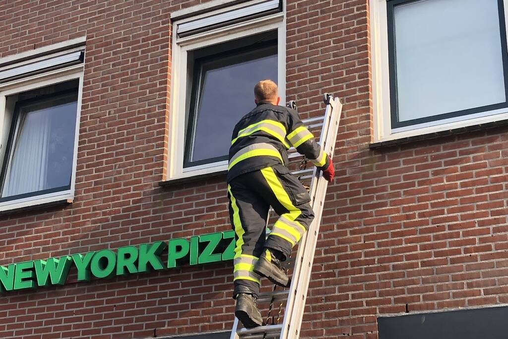 Kat vast tussen klapraam