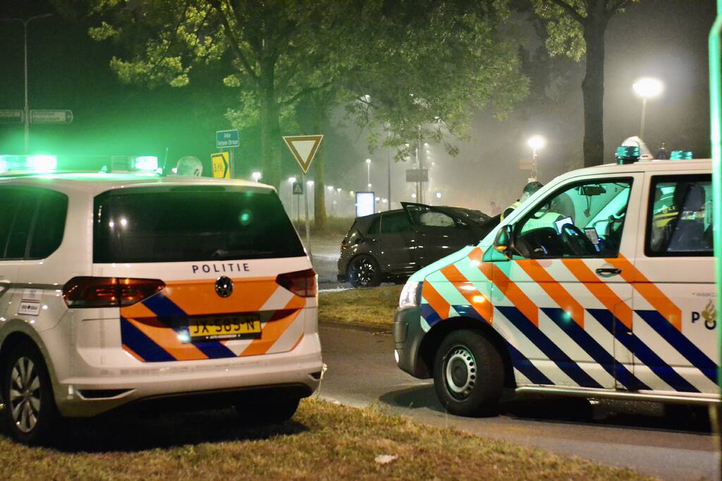 Automobilist botst frontaal met auto op boom