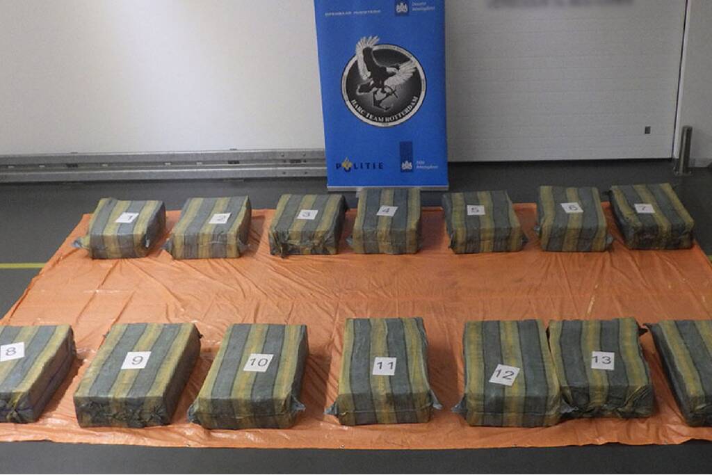 Partij van 1100 kilo cocaïne onderschept in container met bananen