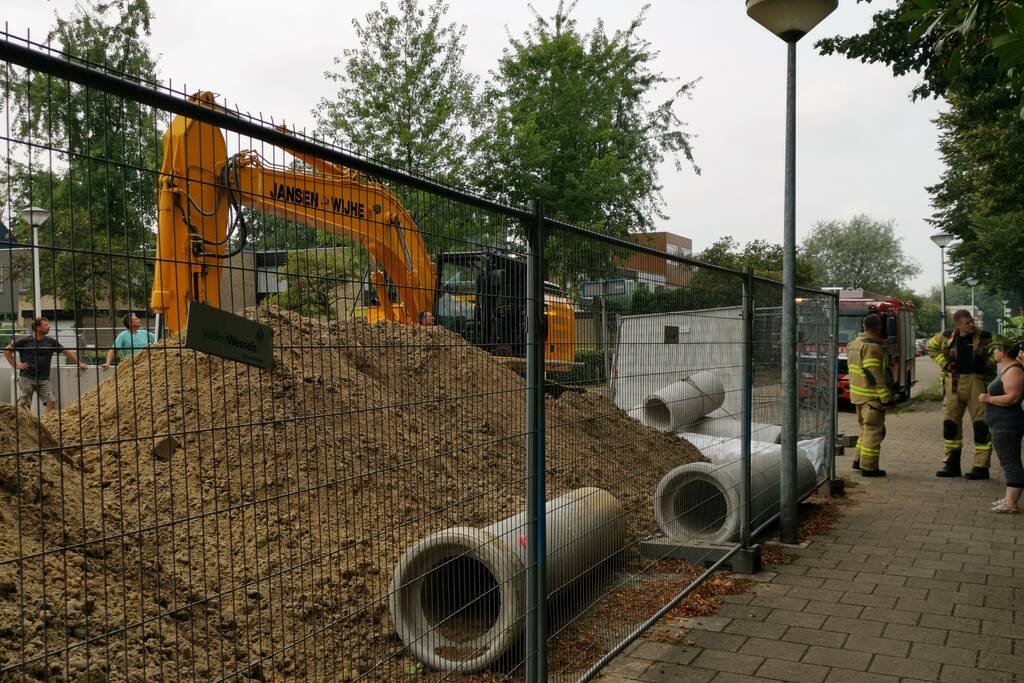 Gasleiding geraakt bij graafwerkzaamheden op bouwplaats