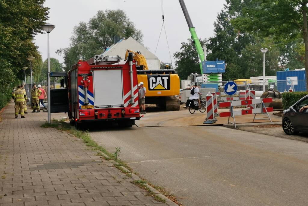 Gasleiding geraakt bij graafwerkzaamheden op bouwplaats
