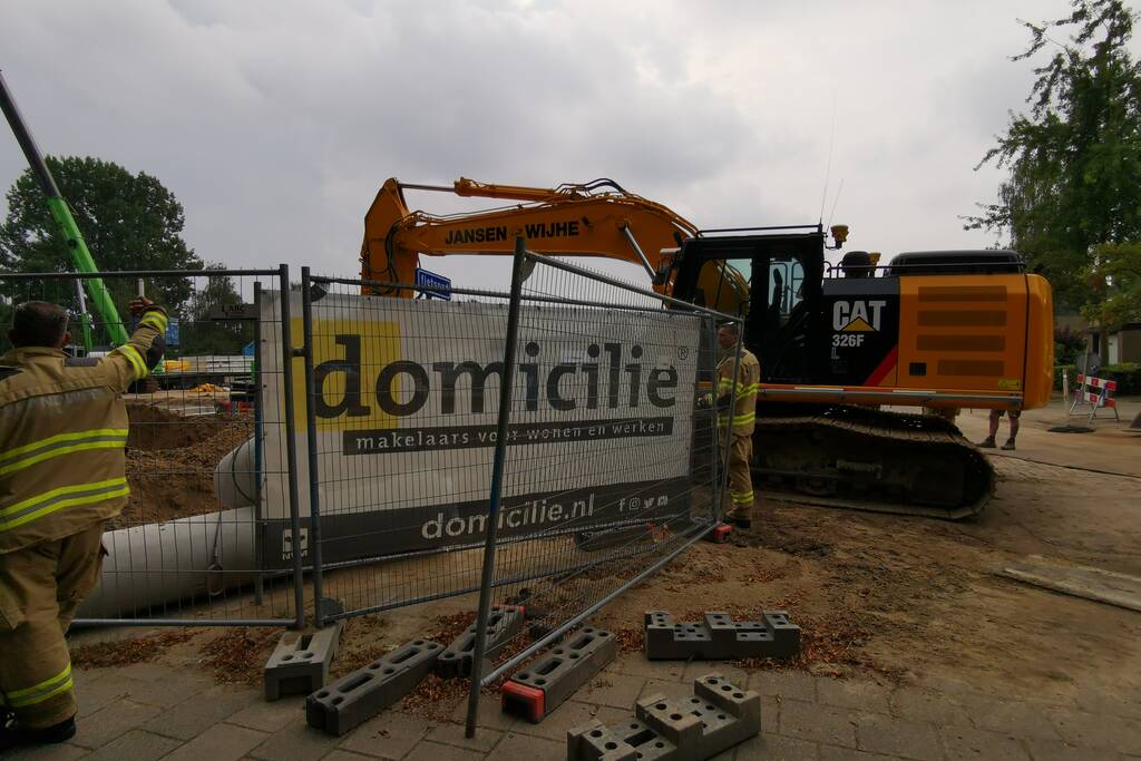 Gasleiding geraakt bij graafwerkzaamheden op bouwplaats