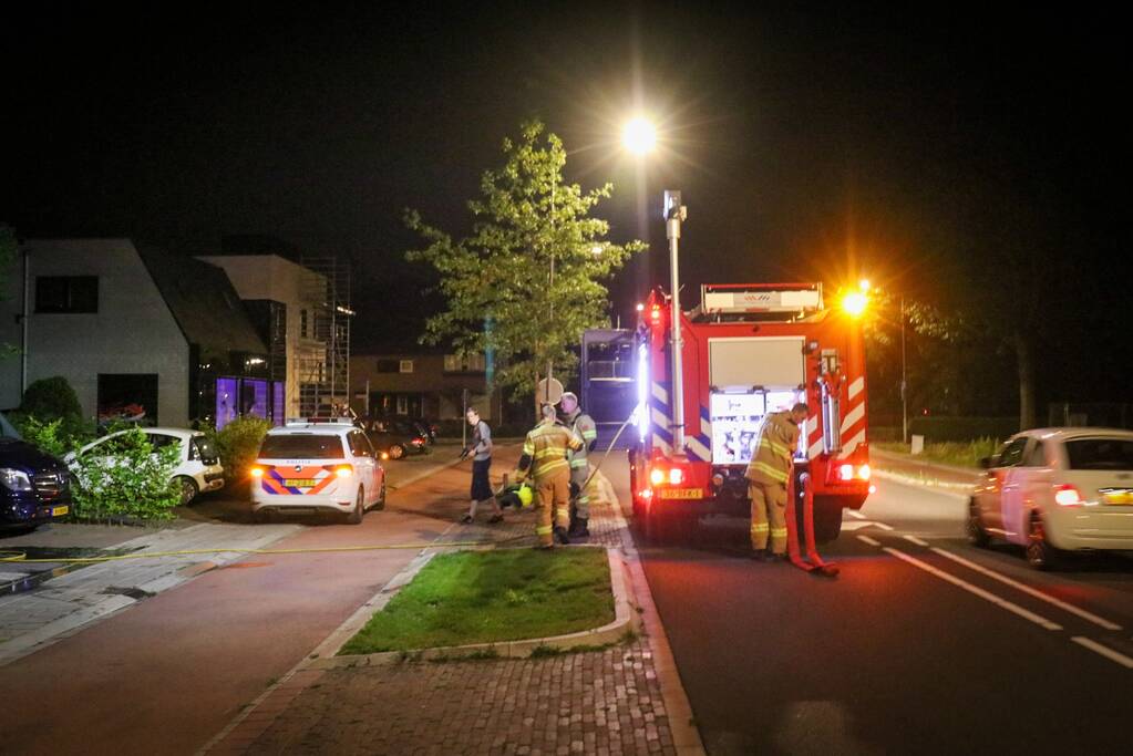 Bouwcontainer vat vlam